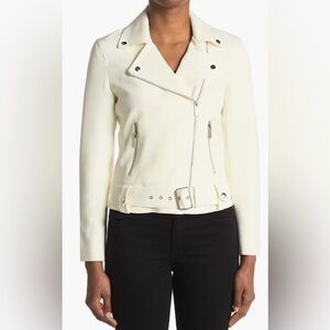 Stunning Tahari Ivory Knit Moto Jacket